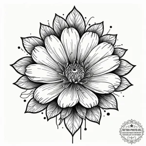 Tattoo design a flower blooming through a see... - эскиз тату (№1753140115_0, 21.07.2025 23:21) — tattoo-photo.ru