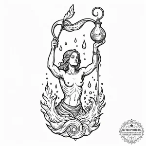 Tattoo sketch aquarius's water-bearer, styliz... - эскиз тату (№1753140379_0, 21.07.2025 23:26) — tattoo-photo.ru