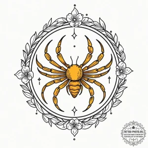 Tattoo design a zodiac flower (e.g., honeysuc... - эскиз тату (№1753140634_0, 21.07.2025 23:30) — tattoo-photo.ru