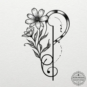 Tattoo sketch a flower whose stem is a musica... - эскиз тату (№1753140805_0, 21.07.2025 23:33) — tattoo-photo.ru