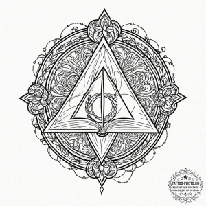 A linework tattoo of a grimoire (spellbook) w... - эскиз тату (№1753142167_0, 21.07.2025 23:56) — tattoo-photo.ru