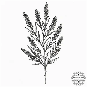 Tattoo sketch a minimalist lavender sprig, fo... - эскиз тату (№1753142336_0, 21.07.2025 23:58) — tattoo-photo.ru