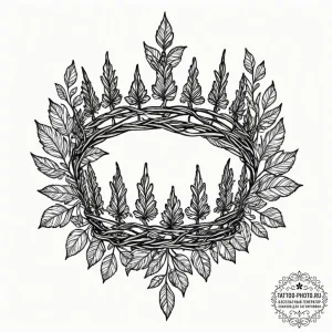 Tattoo sketch a crown made of leaves or vines... - эскиз тату (№1753142422_0, 22.07.2025 00:00) — tattoo-photo.ru