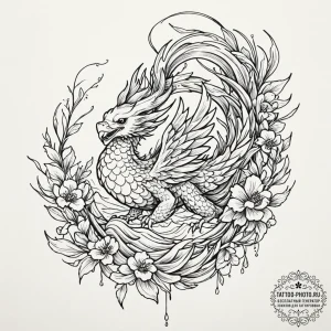 A neo-traditional tattoo of a beautiful harpy... - эскиз тату (№1753142506_0, 22.07.2025 00:01) — tattoo-photo.ru