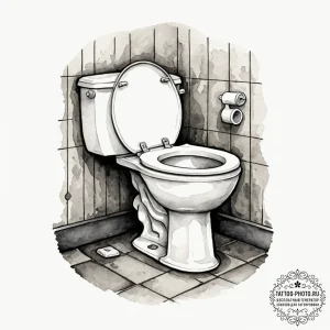 A watercolor tattoo of the worst toilet in sc... - эскиз тату (№1753144367_0, 22.07.2025 00:32) — tattoo-photo.ru