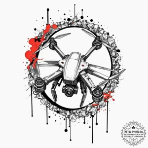 Tattoo sketch a stylized drone, vigilant and... - эскиз тату (№1753144450_0, 22.07.2025 00:34) — tattoo-photo.ru