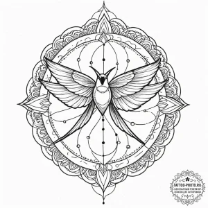 Swallow, tattoo drawing outline, geometric ta... - эскиз тату (№1753145268_0, 22.07.2025 00:47) — tattoo-photo.ru