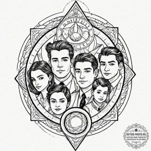 Tattoo design a simple, abstract "family port... - эскиз тату (№1753145352_0, 22.07.2025 00:49) — tattoo-photo.ru
