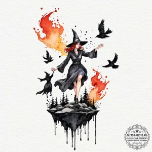 A watercolor sketch of thomasin from the witc... - эскиз тату (№1753145779_0, 22.07.2025 00:56) — tattoo-photo.ru