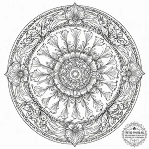 Tattoo design: a circular or mandalic arrange... - эскиз тату (№1753145947_0, 22.07.2025 00:59) — tattoo-photo.ru