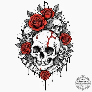 Tattoo sketch a classic "game over" text with... - эскиз тату (№1753146545_0, 22.07.2025 01:09) — tattoo-photo.ru