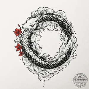 Jasmine, artistic tattoo sketch, black and re... - эскиз тату (№1753146967_0, 22.07.2025 01:16) — tattoo-photo.ru