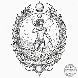 Tattoo sketch aquarius's water-bearer, with u... - эскиз тату (№1753147054_0, 22.07.2025 01:17) — tattoo-photo.ru