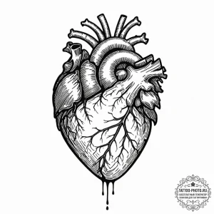 Tattoo design a human heart, anatomically cor... - эскиз тату (№1753148760_0, 22.07.2025 01:46) — tattoo-photo.ru