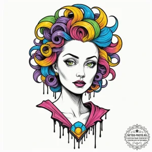 A surrealist tattoo of the "lady in the radia... - эскиз тату (№1753149527_0, 22.07.2025 01:58) — tattoo-photo.ru