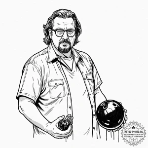 A sketch of walter sobchak from the big lebow... - эскиз тату (№1753150726_0, 22.07.2025 02:18) — tattoo-photo.ru