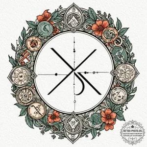 125. tattoo sketch: "lelya" rune surrounded b... - эскиз тату (№1753151993_0, 22.07.2025 02:39) — tattoo-photo.ru