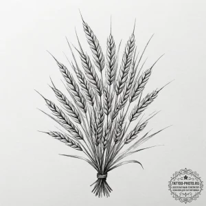 Ear of wheat, tattoo drawing outline, realist... - эскиз тату (№1753152840_0, 22.07.2025 02:54) — tattoo-photo.ru