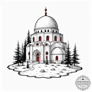 Domes, tattoo line art, on a clean white pape... - эскиз тату (№1753153180_0, 22.07.2025 02:59) — tattoo-photo.ru