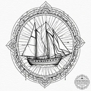 A watercolor sketch of the grey havens, a shi... - эскиз тату (№1753153433_0, 22.07.2025 03:03) — tattoo-photo.ru