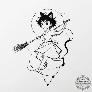 A neo-traditional tattoo of kiki from kiki's... - эскиз тату (№1753153604_0, 22.07.2025 03:06) — tattoo-photo.ru