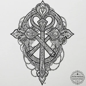 Tattoo design a 'key of life' (ankh) split be... - эскиз тату (№1753153851_0, 22.07.2025 03:10) — tattoo-photo.ru