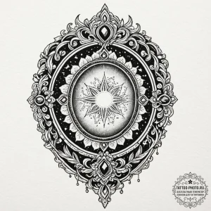 Tattoo design a vintage locket, slightly open... - эскиз тату (№1753154924_0, 22.07.2025 03:28) — tattoo-photo.ru