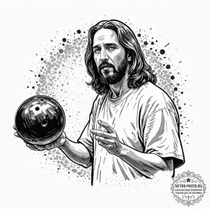 A sketch of jesus quintana from the big lebow... - эскиз тату (№1753155154_0, 22.07.2025 03:32) — tattoo-photo.ru