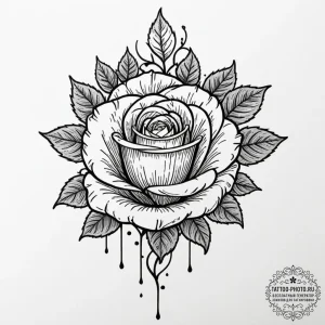 Tattoo design a single, delicate leaf with a... - эскиз тату (№1753155461_0, 22.07.2025 03:37) — tattoo-photo.ru