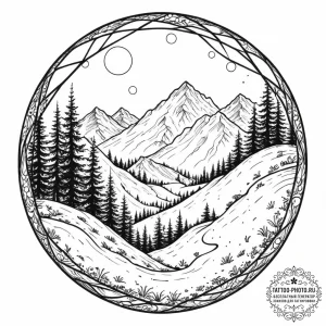 A person zorbing down a hill., tattoo line ar... - эскиз тату (№1753155996_0, 22.07.2025 03:46) — tattoo-photo.ru