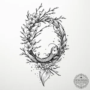 Tattoo sketch a branch of cherry blossoms, sy... - эскиз тату (№1753156844_0, 22.07.2025 04:00) — tattoo-photo.ru