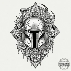 9. neo-traditional tattoo sketch of boba fett... - эскиз тату (№1753158962_0, 22.07.2025 04:36) — tattoo-photo.ru