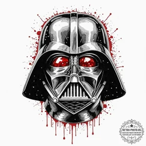 Trash polka tattoo sketch of darth vader's he... - эскиз тату (№1753159278_0, 22.07.2025 04:41) — tattoo-photo.ru