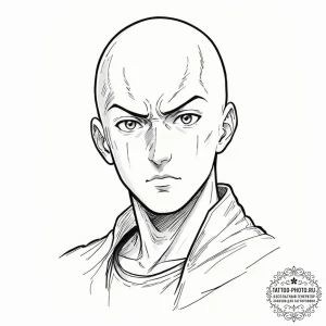 A graphic novel style portrait of saitama fro... - эскиз тату (№1753159593_0, 22.07.2025 04:46) — tattoo-photo.ru