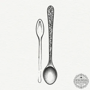 Tattoo sketch a small, rustic wooden spoon or... - эскиз тату (№1753160541_0, 22.07.2025 05:02) — tattoo-photo.ru
