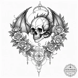 Tattoo sketch a dragon's wing casting a shado... - эскиз тату (№1753165588_0, 22.07.2025 06:26) — tattoo-photo.ru