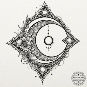 Tattoo design a single, dark, new moon, but i... - эскиз тату (№1753165983_0, 22.07.2025 06:33) — tattoo-photo.ru