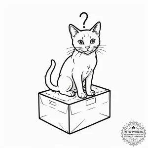 Schrodinger's cat (box with question mark), t... - эскиз тату (№1753167479_0, 22.07.2025 06:57) — tattoo-photo.ru