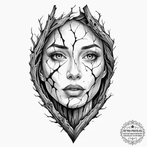 Tattoo sketch a powerful, twisting tree trunk... - эскиз тату (№1753167796_0, 22.07.2025 07:03) — tattoo-photo.ru