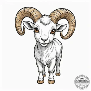 Tattoo sketch a chibi-style aries ram looking... - эскиз тату (№1753169216_0, 22.07.2025 07:26) — tattoo-photo.ru