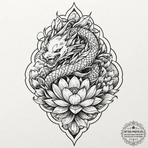 Tattoo design a lotus flower, blooming in dar... - эскиз тату (№1753169611_0, 22.07.2025 07:33) — tattoo-photo.ru