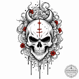 A trash polka composition of the punisher sku... - эскиз тату (№1753169690_0, 22.07.2025 07:34) — tattoo-photo.ru