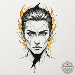 Tattoo design: perun's face, half-shadowed, h... - эскиз тату (№1753171036_0, 22.07.2025 07:57) — tattoo-photo.ru