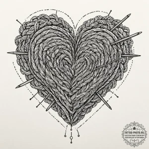 Tattoo design a knitting needle and yarn form... - эскиз тату (№1753171977_0, 22.07.2025 08:12) — tattoo-photo.ru