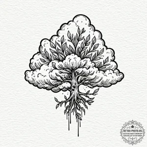 Tattoo sketch a surreal image of a plant grow... - эскиз тату (№1753172375_0, 22.07.2025 08:19) — tattoo-photo.ru