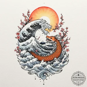 A watercolor sketch of the grey havens, a shi... - эскиз тату (№1753172454_0, 22.07.2025 08:20) — tattoo-photo.ru