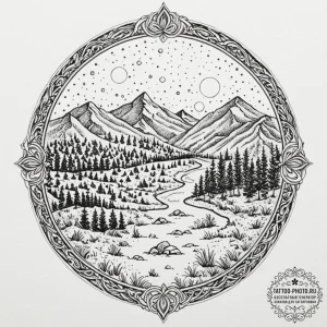 A linework tattoo of the map of his journey,,... - эскиз тату (№1753173320_0, 22.07.2025 08:35) — tattoo-photo.ru
