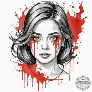 A watercolor sketch of carrie white at the pr... - эскиз тату (№1753173399_0, 22.07.2025 08:36) — tattoo-photo.ru