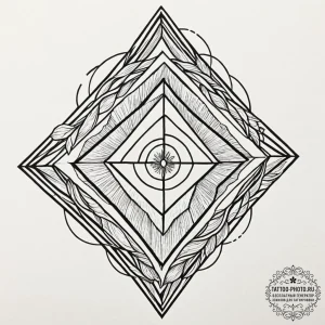 Rhombus, ink illustration for tattoo, bold ou... - эскиз тату (№1753173793_0, 22.07.2025 08:43) — tattoo-photo.ru