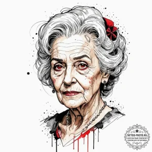 A watercolor sketch of the old woman ghost fr... - эскиз тату (№1753174817_0, 22.07.2025 09:00) — tattoo-photo.ru